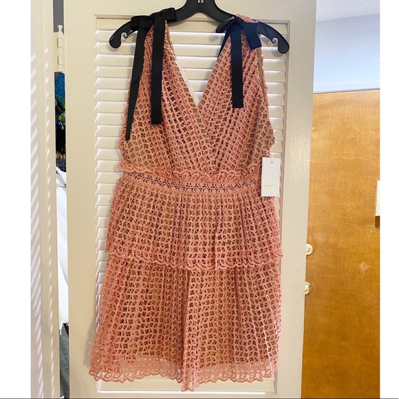 Self-Portrait Organza Cutwork Mini Dress with Ties - Picture 12 of 15